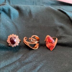 Red and Gold Floral Halo Rings